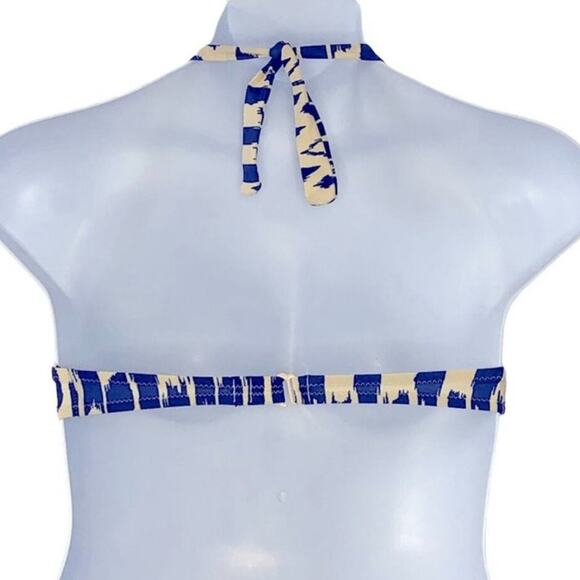 J. Crew Blue & White Underwire Bikini Top 34C – Sweetheart Halter EUC - Picture 4 of 15